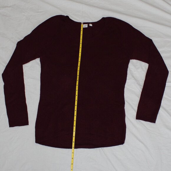 Old Navy High/Low Raglan Long Sleeve Thermal Burgundy V-Neck Sweater - Medium - Picture 2 of 11